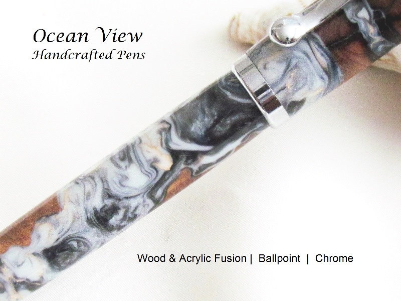 Handcrafted Hybrid Wood Burl & Acrylic Continental Ballpoint Pen