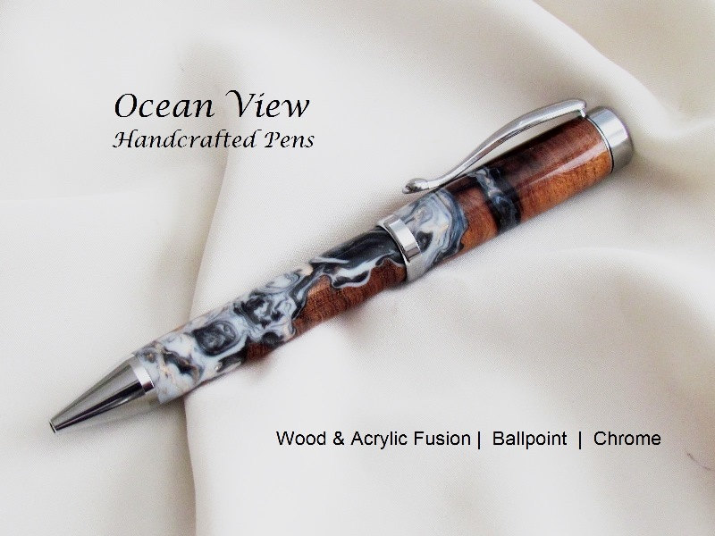 Handcrafted Hybrid Wood Burl & Acrylic Continental Ballpoint Pen