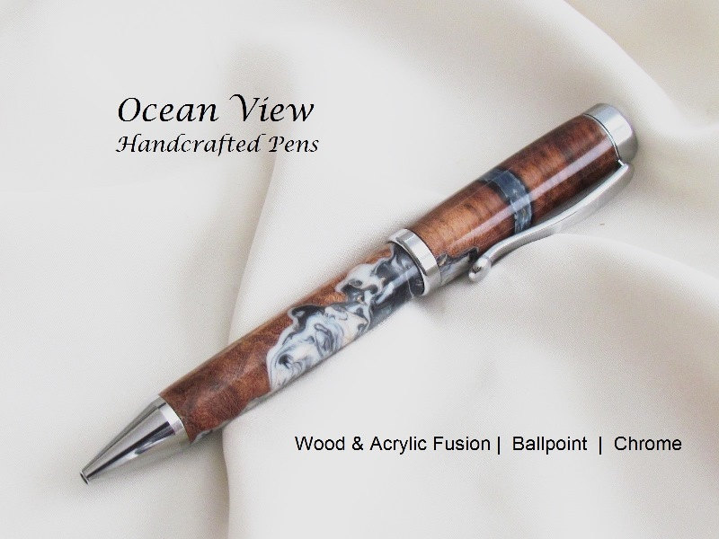 Handcrafted Hybrid Wood Burl & Acrylic Continental Ballpoint Pen