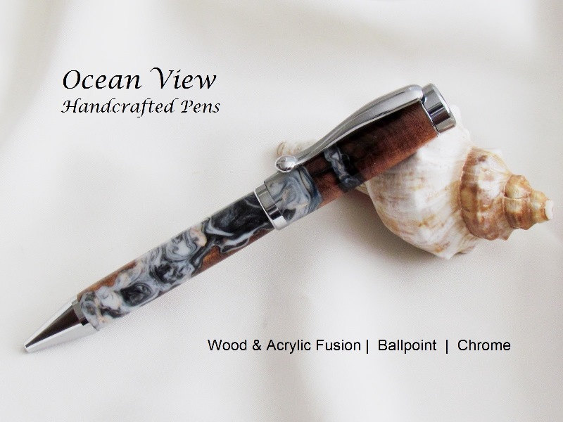 Handcrafted Hybrid Wood Burl & Acrylic Continental Ballpoint Pen