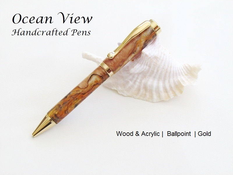 Handcrafted Hybrid Wood Burl & Acrylic Continental Ballpoint Pen