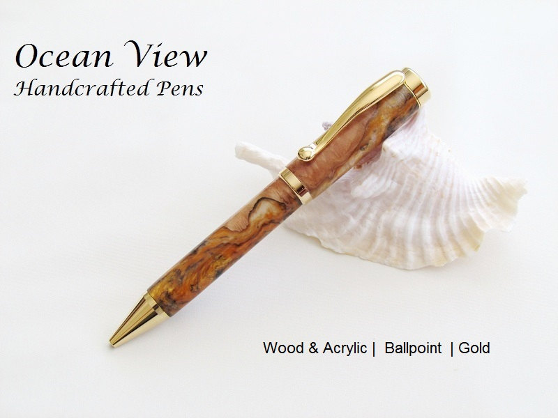 Handcrafted Hybrid Wood Burl & Acrylic Continental Ballpoint Pen