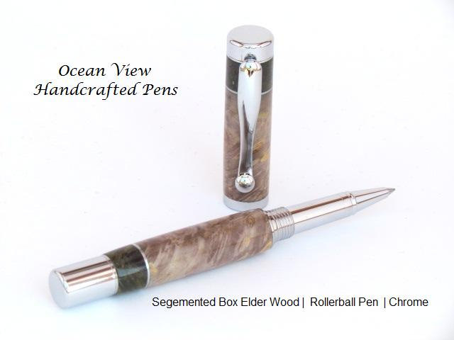 Handcrafted Segmented Rollerball Pen in Box Elder Wood