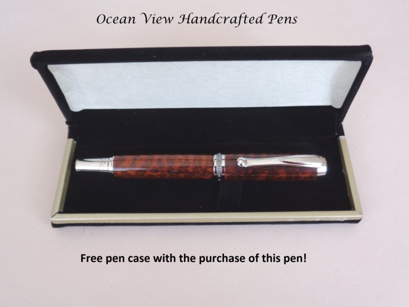Handcrafted Snakewood Jr Statesman II Fountain Pen in Rhodium and Black Titanium