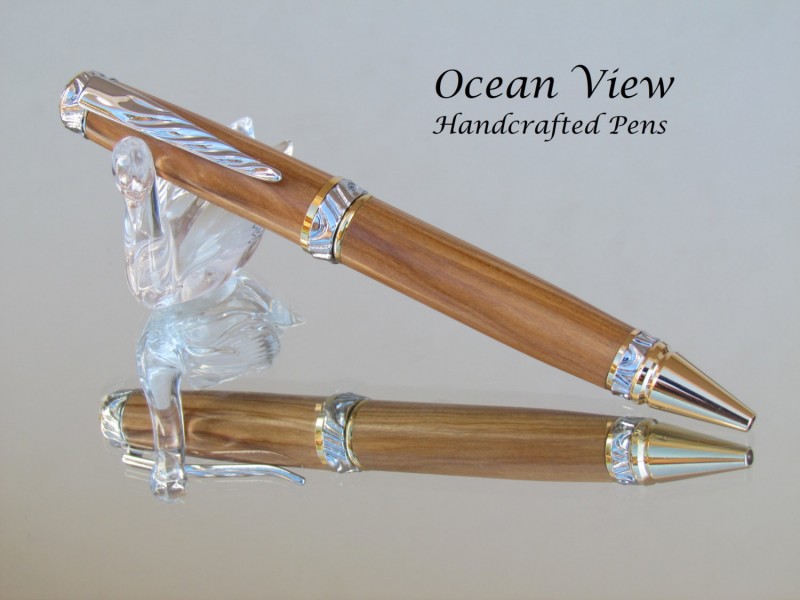 Handmade Bethlehem Olivewood Ultra Cigar Ballpoint Pen in Gold and Chrome