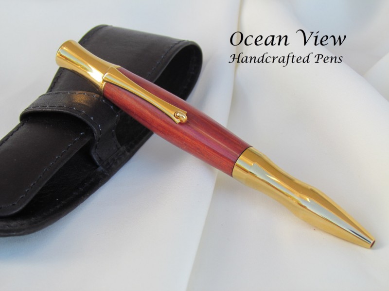 Handmade Bloodwood Ballpoint Princeton Pen in Gold