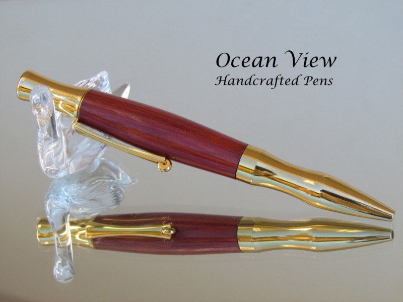 Handmade Bloodwood Ballpoint Princeton Pen in Gold