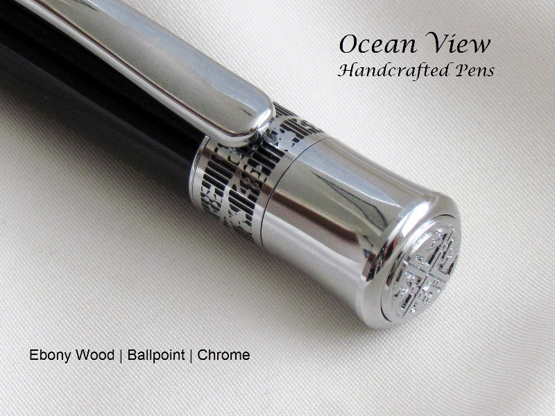 Handmade Gaboon Ebony Wood Ballpoint Pen in Chrome