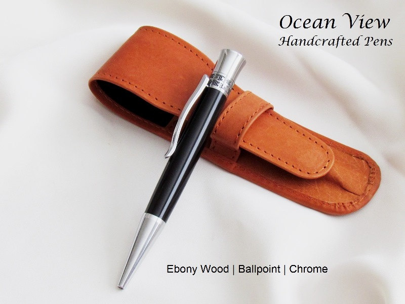 Handmade Gaboon Ebony Wood Ballpoint Pen in Chrome